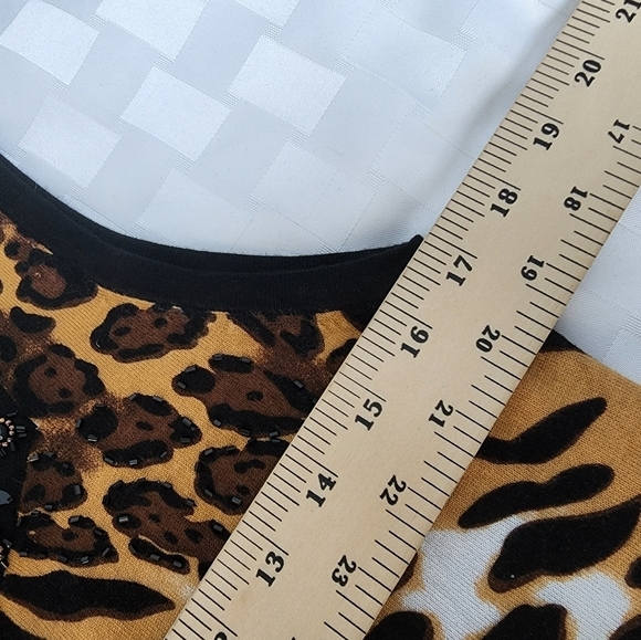 Fontana Cheeta Print Knit Gem Square Neck Women's Tank Top Size XL - Picture 8 of 8